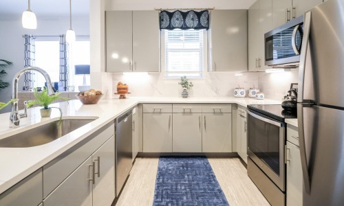 bright, c-shaped kitchen