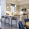 kitchen open to dining area