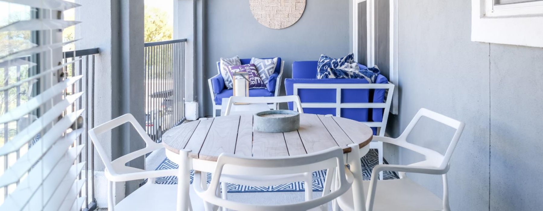 large, furnished balcony